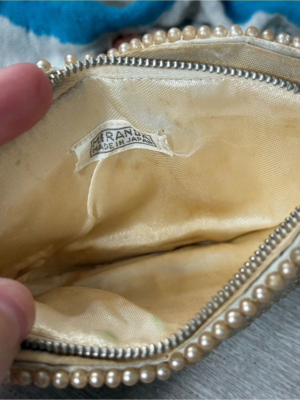 Vintage Decorative Champagne Pearl Clutch